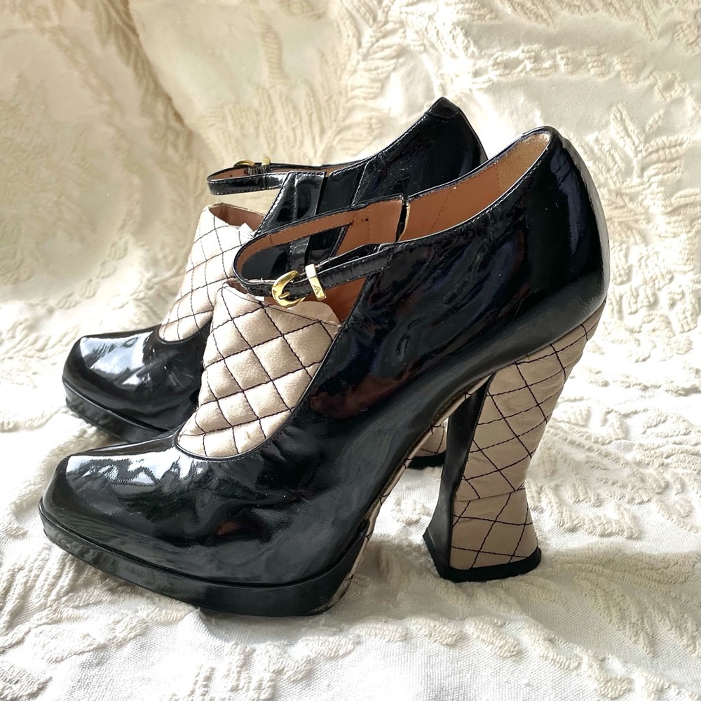 Emporio Armani Platform Booties Black Lacquer
